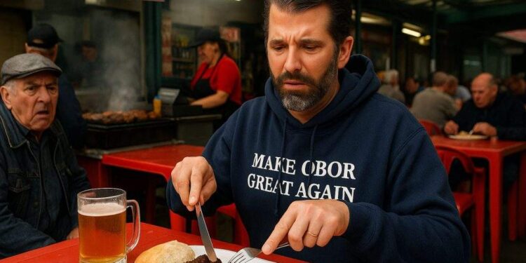 Ce țăran! Donald Trump Jr. a fost la Terasa Obor și a cerut furculiță și cuțit la mici