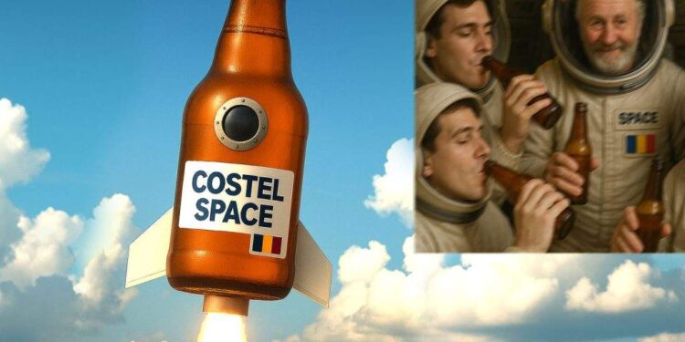 Inspirat de Bezos, Nea Costel şi-a dus prietenii în spaţiu cu o rachetă în formă de sticlă