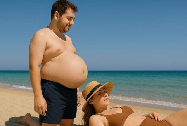 O femeie i-a dat bărbatului bere tot anul și acum stă la umbră la burta lui