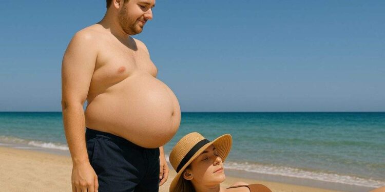 O femeie i-a dat bărbatului bere tot anul și acum stă la umbră la burta lui