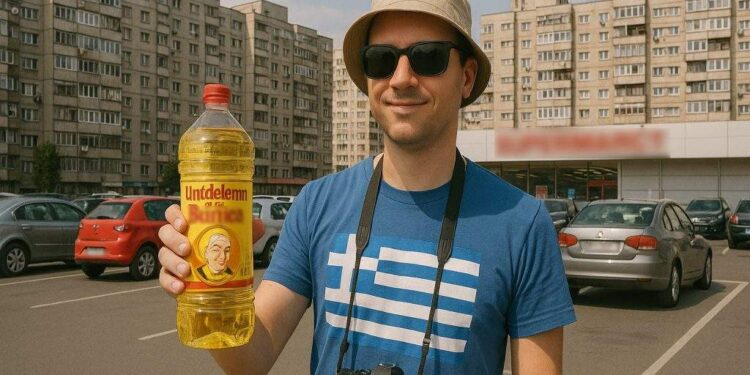 Se poate şi invers! Un turist grec în România a cumpărat ulei de floare pentru toate rudele