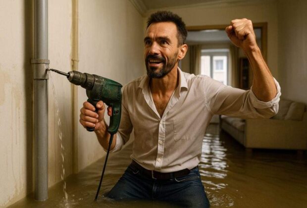 Erou! Pentru că furtuna nu a făcut ravagii, un român a spart țevile și a inundat el pe toată lumea