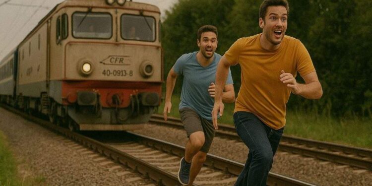 Doi români care au alergat după un tren CFR au ajuns înaintea lui la destinație