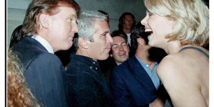 Poze cu Donald Trump înconjurat de femei și prezervative cu chipul republicanului din controversatul dosar Epstein, publicate de democrați