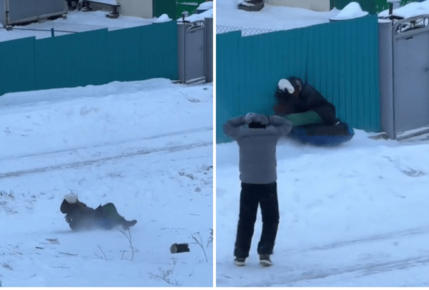 O influenceriță a ajuns la spital după ce s-a izbit de un gard cu un colac gonflabil