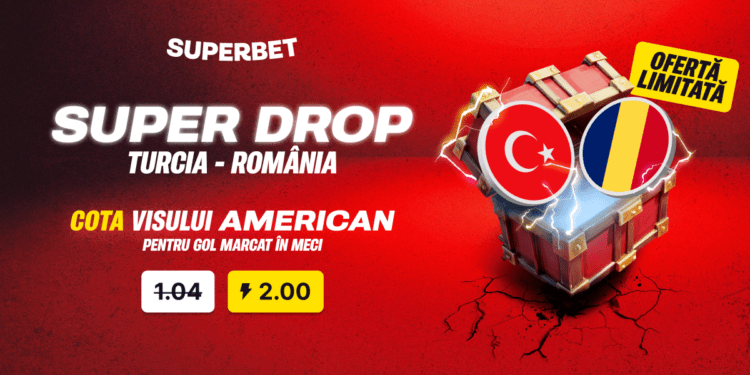 Super Drop marca Superbet: cotă 2.00 pe gol marcat în Turcia