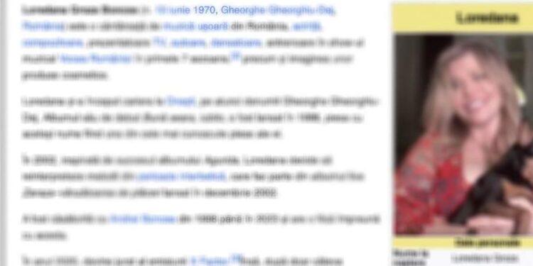 Loredana Groza și-a blurat pagina de Wikipedia ca să nu mai pară atât de bătrână